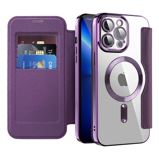 MagSafe-kuori Apple iPhone 13 Pro Maxille, Techsuit, SmartMag Book, Violetti