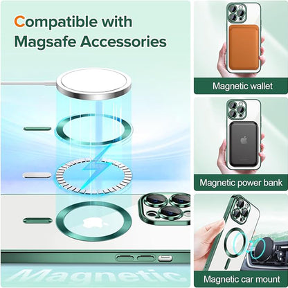 MagSafe-kuori Apple iPhone 13 Pro:lle, Techsuit, Luxury Crystal, Tummanvihreä