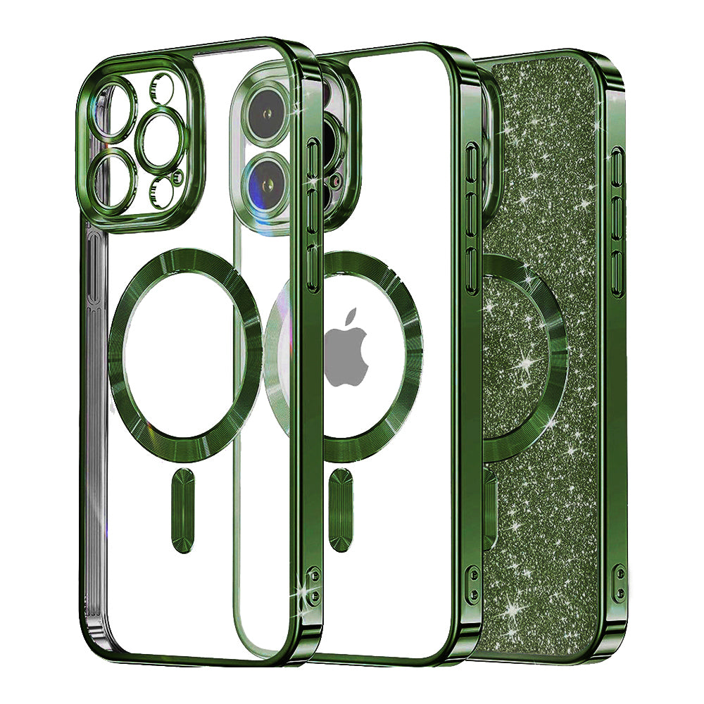 MagSafe-kuori Apple iPhone 13 Pro:lle, Techsuit, Luxury Glitter, Tummanvihreä