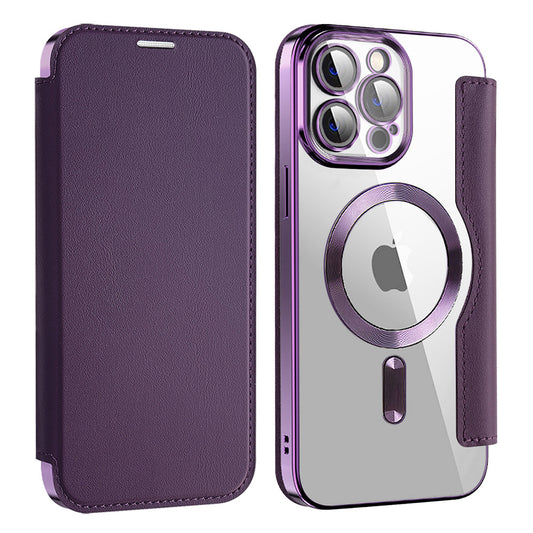 MagSafe Case for Apple iPhone 13 Pro, Techsuit, SmartMag Book, Purple