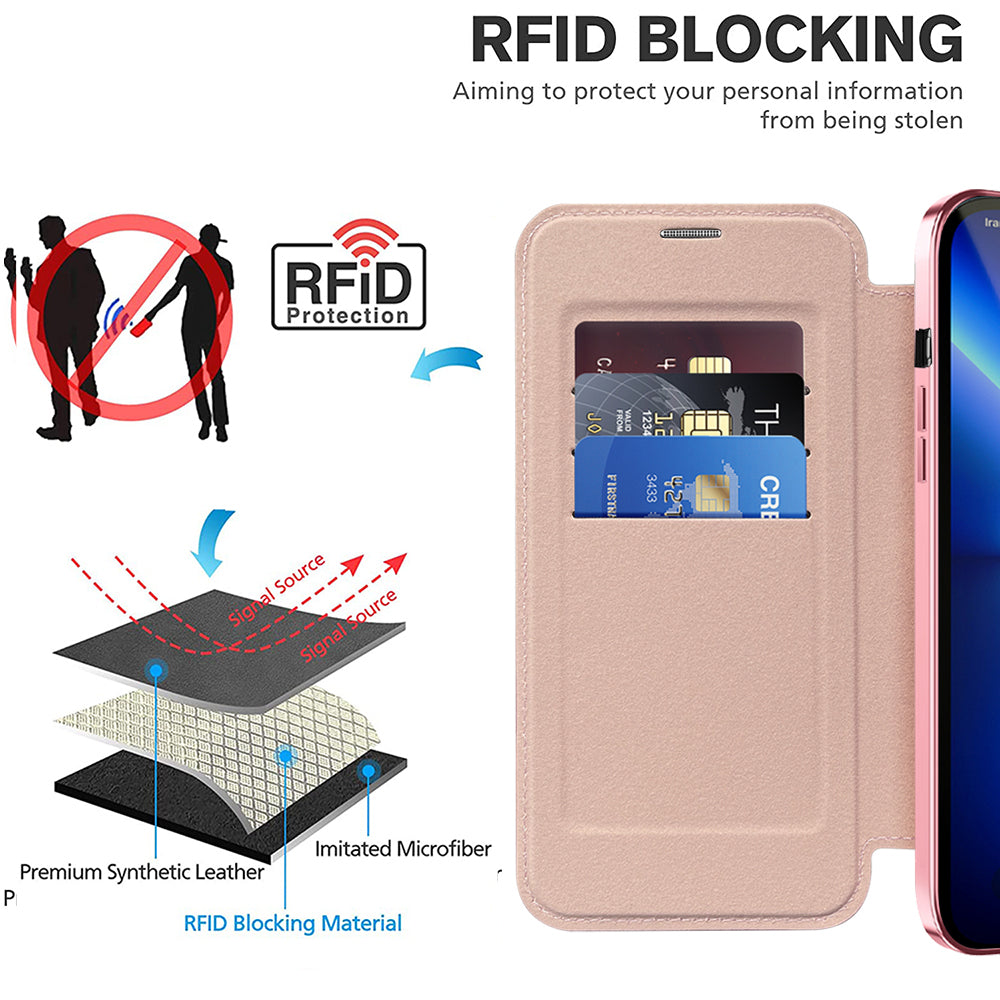 MagSafe Case for Apple iPhone 13 Pro, Techsuit, SmartMag Book, Pink