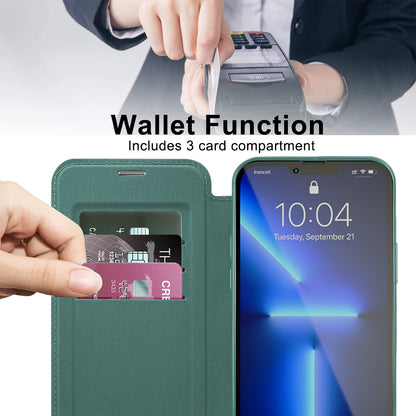 MagSafe Case for Apple iPhone 13 Pro, Techsuit, SmartMag Book, Green