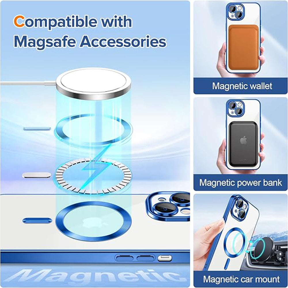 MagSafe-kuori Apple iPhone 13:lle, Techsuit, Luxury Crystal, Tummansininen