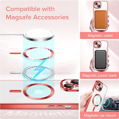 MagSafe-kuori Apple iPhone 13:lle, Techsuit, Luxury Crystal, Punainen