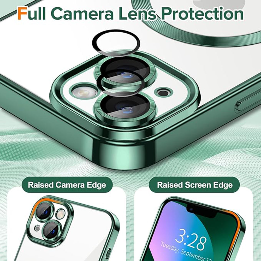 MagSafe-kuori Apple iPhone 13:lle, Techsuit, Luxury Crystal, Tummanvihreä