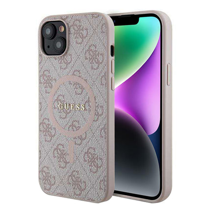 MagSafe-kotelo Apple iPhone 14:lle, Guess, 4G Ring Classic Logo, Pinkki