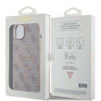 MagSafe-kotelo Apple iPhone 14:lle, Guess, 4G Ring Classic Logo, Pinkki
