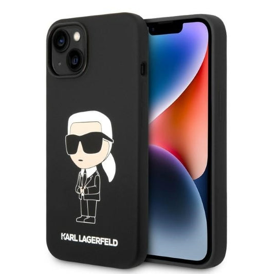 MagSafe-kotelo Apple iPhone 14 Plus -puhelimelle, Karl Lagerfeld, Ikonik Karl -silikoni, musta