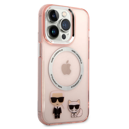 MagSafe-kotelo Apple iPhone 14 Prolle, Karl Lagerfeld, Karl & Choupette Aluminium, Pinkki