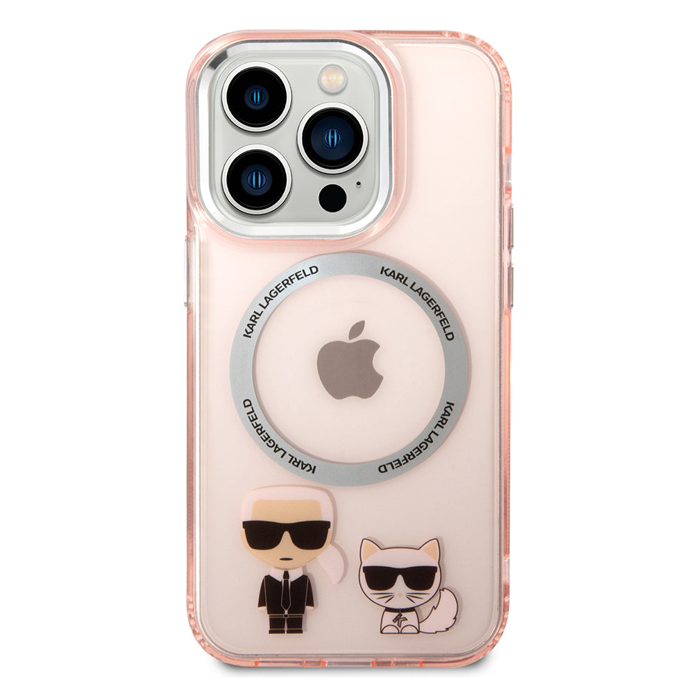 MagSafe-kotelo Apple iPhone 14 Prolle, Karl Lagerfeld, Karl & Choupette Aluminium, Pinkki