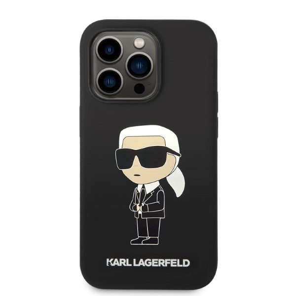 MagSafe-kotelo Apple iPhone 14 Prolle, Karl Lagerfeld, Ikonik Karl -silikoni, musta