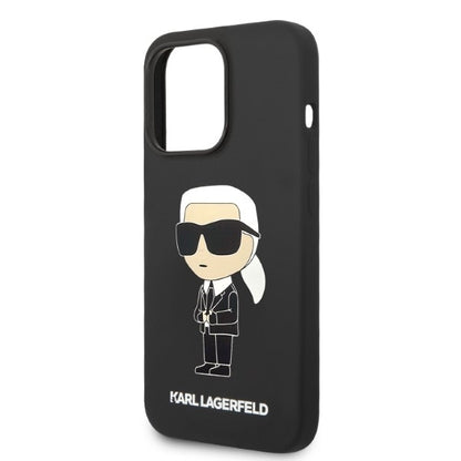 MagSafe-kotelo Apple iPhone 14 Prolle, Karl Lagerfeld, Ikonik Karl -silikoni, musta