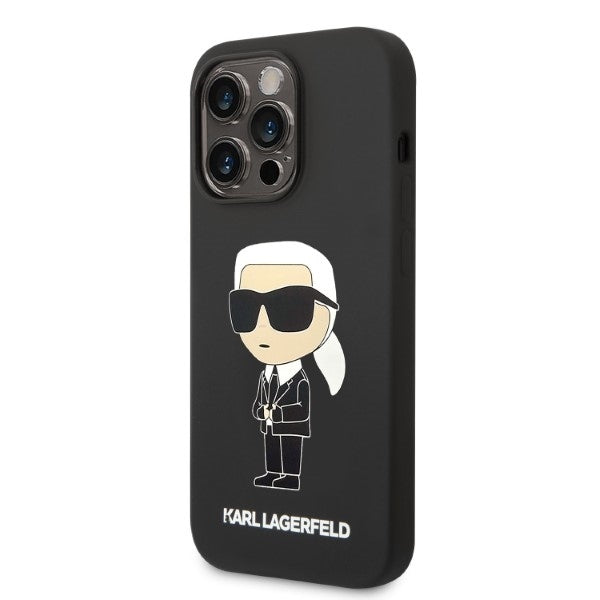 MagSafe-kotelo Apple iPhone 14 Prolle, Karl Lagerfeld, Ikonik Karl -silikoni, musta
