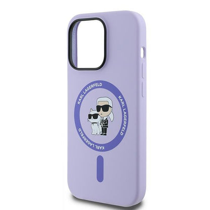 MagSafe Case for Apple iPhone 14 Pro, Karl Lagerfeld, Silicone Ring Karl & Choupette, Purple