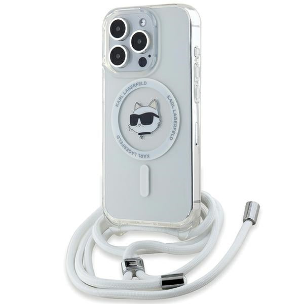 MagSafe-kotelo Apple iPhone 14 Pro Maxille, Karl Lagerfeld, IML Crossbody Choupette's Head with Strap, Läpinäkyvä
