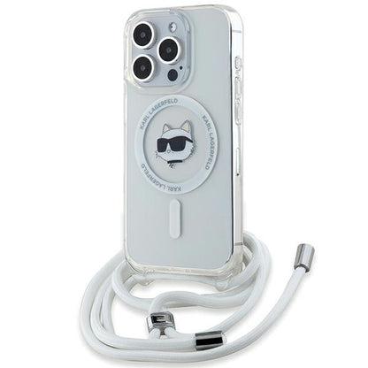 MagSafe-kotelo Apple iPhone 14 Pro Maxille, Karl Lagerfeld, IML Crossbody Choupette's Head with Strap, Läpinäkyvä