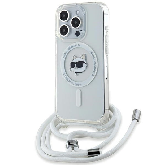 MagSafe-kotelo Apple iPhone 14 Pro Maxille, Karl Lagerfeld, IML Crossbody Choupette's Head with Strap, Läpinäkyvä