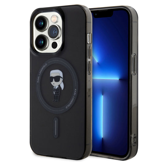 MagSafe-kotelo Apple iPhone 14 Pro Maxille, Karl Lagerfeld, IML Ikonik Karl, Musta