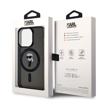 MagSafe-kotelo Apple iPhone 14 Pro Maxille, Karl Lagerfeld, IML Ikonik Karl, Musta