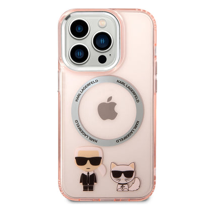 MagSafe-kotelo Apple iPhone 14 Pro Maxille, Karl Lagerfeld, Karl & Choupette Aluminium, Pinkki