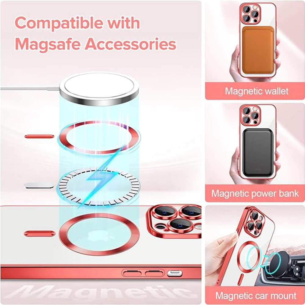 MagSafe Case for Apple iPhone 14 Pro Max, Techsuit, Luxury Crystal, Red