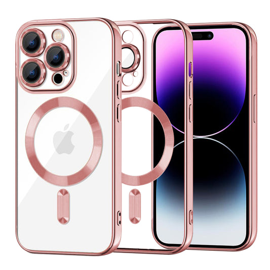 MagSafe-kuori Apple iPhone 14 Pro Maxille, Techsuit, Luxury Crystal, Vaaleanpunainen