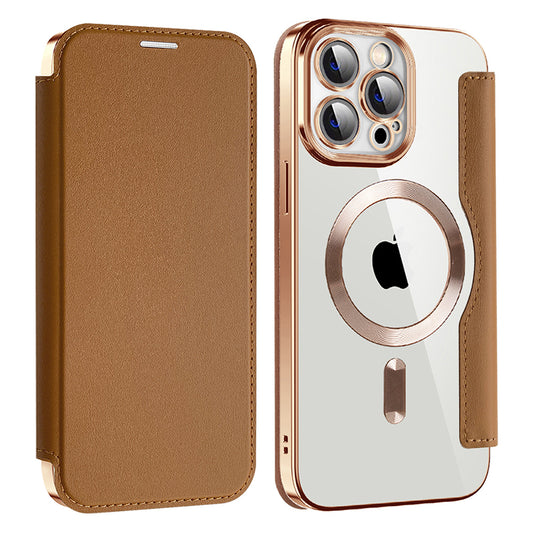MagSafe-kuori Apple iPhone 14 Pro Maxille, Techsuit, SmartMag Book, Ruskea