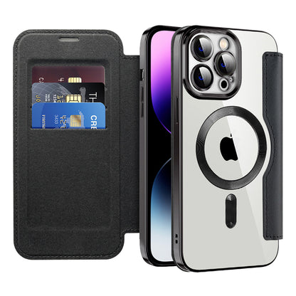 MagSafe Case for Apple iPhone 14 Pro Max, Techsuit, SmartMag Book, Black