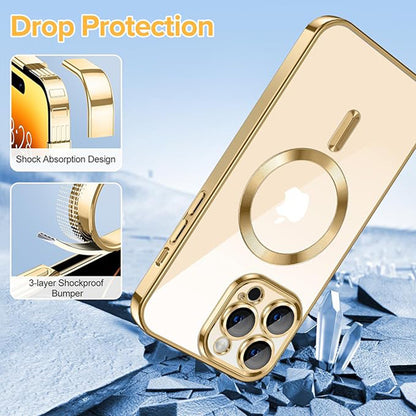 MagSafe-kuori Apple iPhone 14 Pro:lle, Techsuit, Luxury Crystal, Kultainen