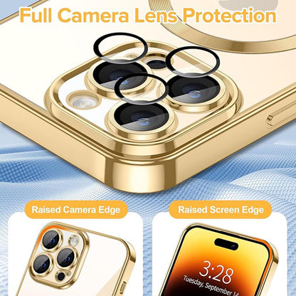 MagSafe-kuori Apple iPhone 14 Pro:lle, Techsuit, Luxury Crystal, Kultainen