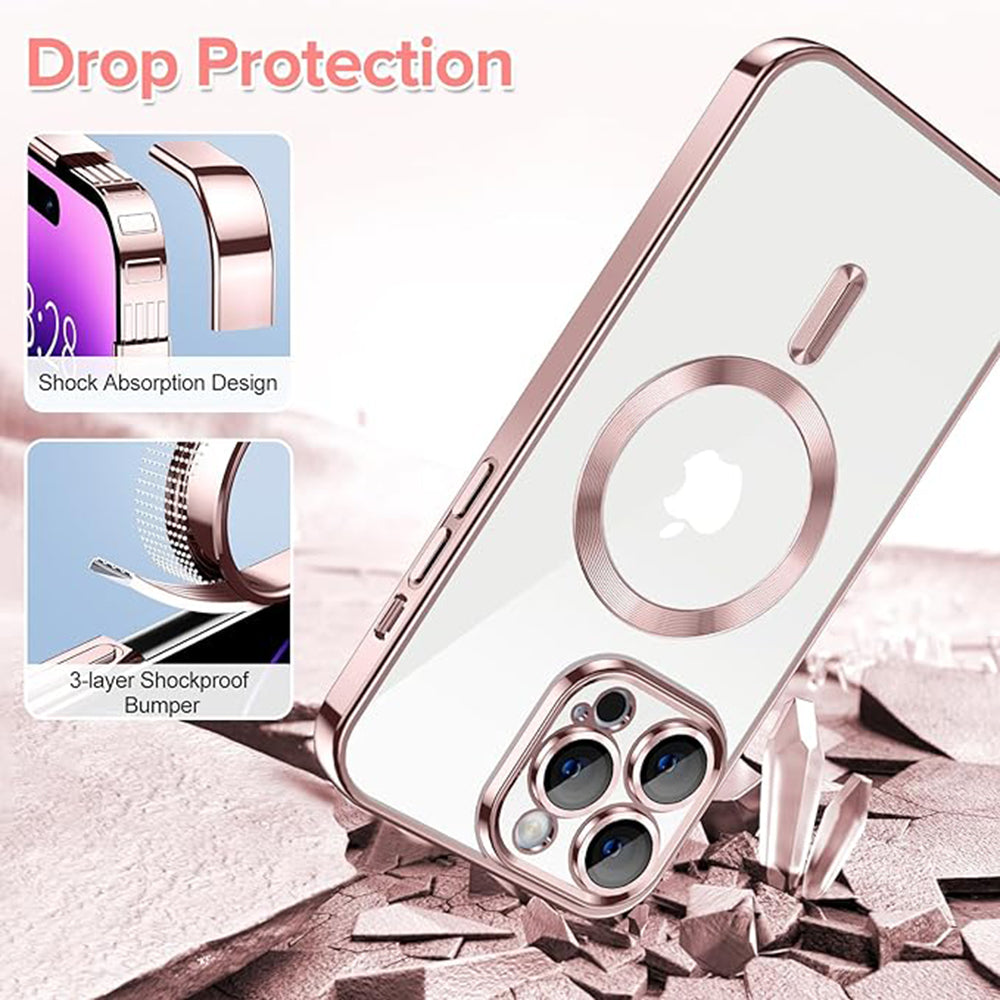 MagSafe-kuori Apple iPhone 14 Pro:lle, Techsuit, Luxury Crystal, Vaaleanpunainen