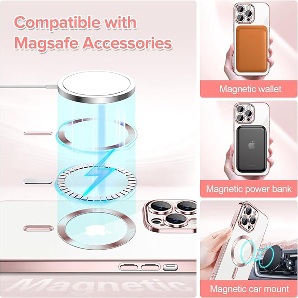 MagSafe-kuori Apple iPhone 14 Pro:lle, Techsuit, Luxury Crystal, Vaaleanpunainen