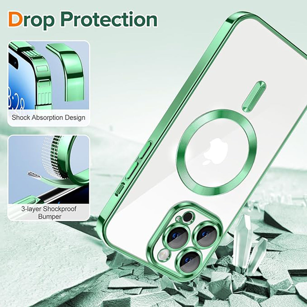 MagSafe Case for Apple iPhone 14 Pro, Techsuit, Luxury Crystal, Light Green