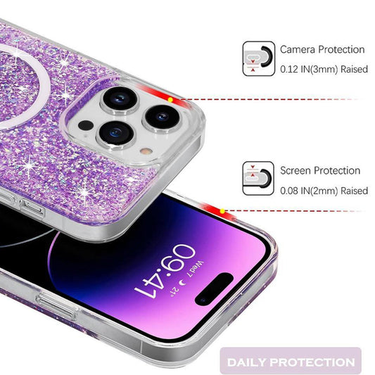 MagSafe-kuori Apple iPhone 14 Pro:lle, Techsuit, Kimaltava Glitter, Sininen
