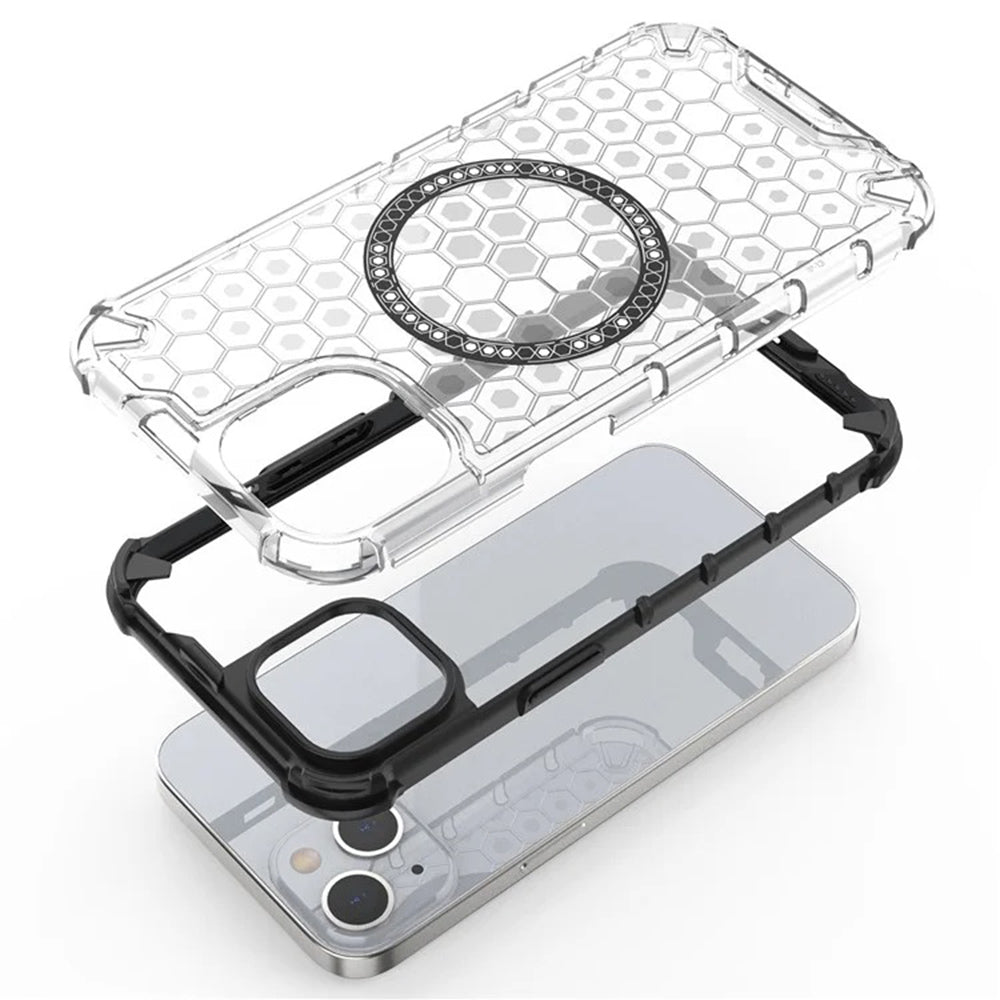 MagSafe-kuori Apple iPhone 14:lle, Techsuit, HoneyComb Shield, Musta