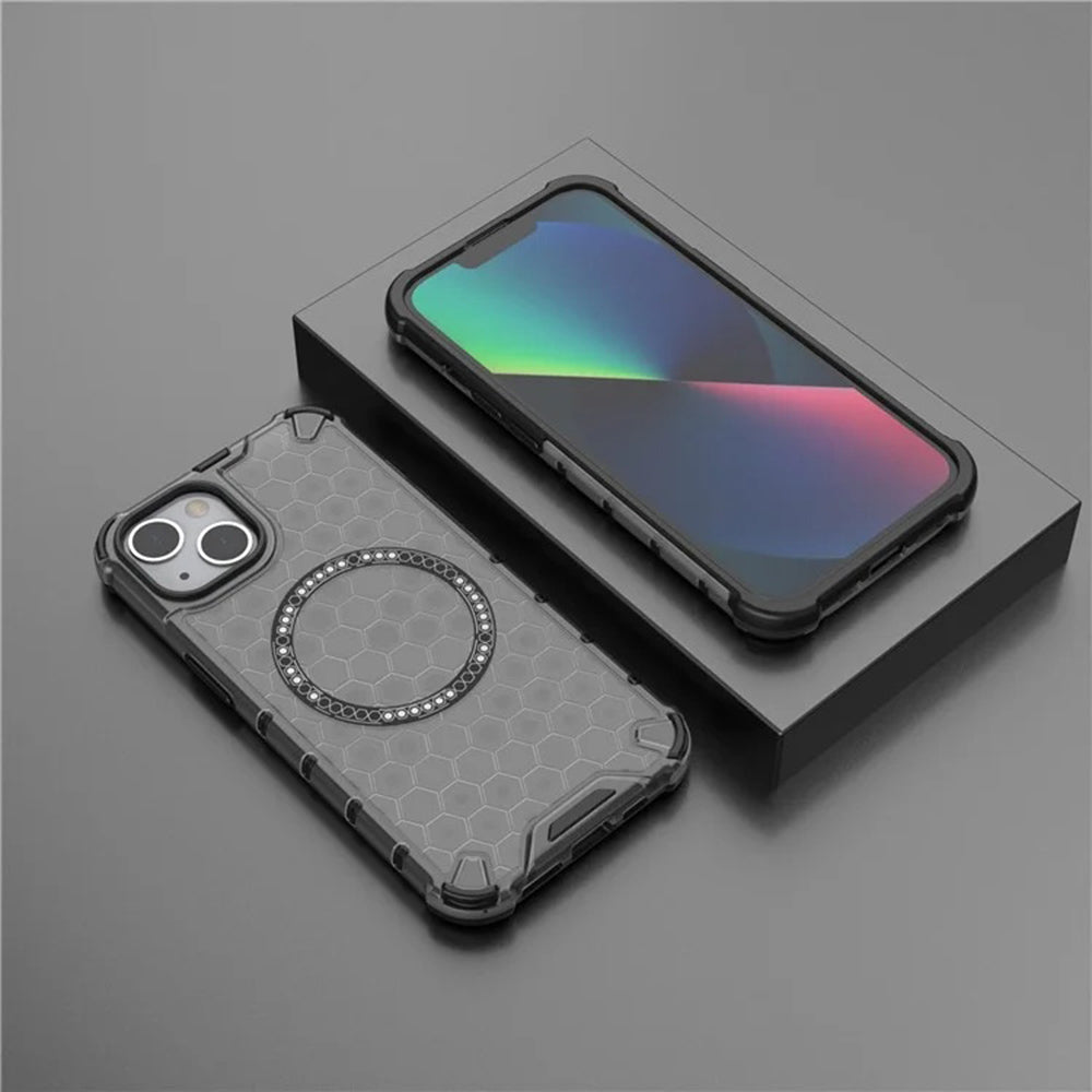 MagSafe-kuori Apple iPhone 14:lle, Techsuit, HoneyComb Shield, Musta