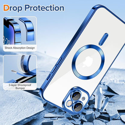 MagSafe Case for Apple iPhone 14, Techsuit, Luxury Crystal, Dark Blue