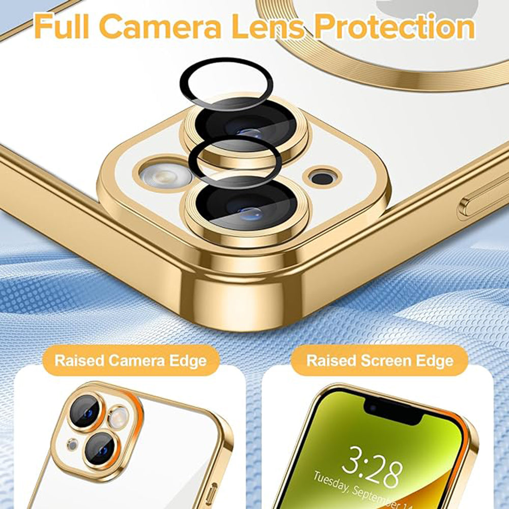 MagSafe-kuori Apple iPhone 14:lle, Techsuit, Luxury Crystal, Kultainen