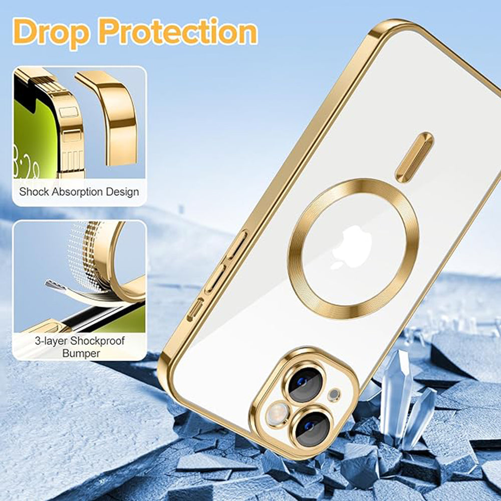 MagSafe-kuori Apple iPhone 14:lle, Techsuit, Luxury Crystal, Kultainen