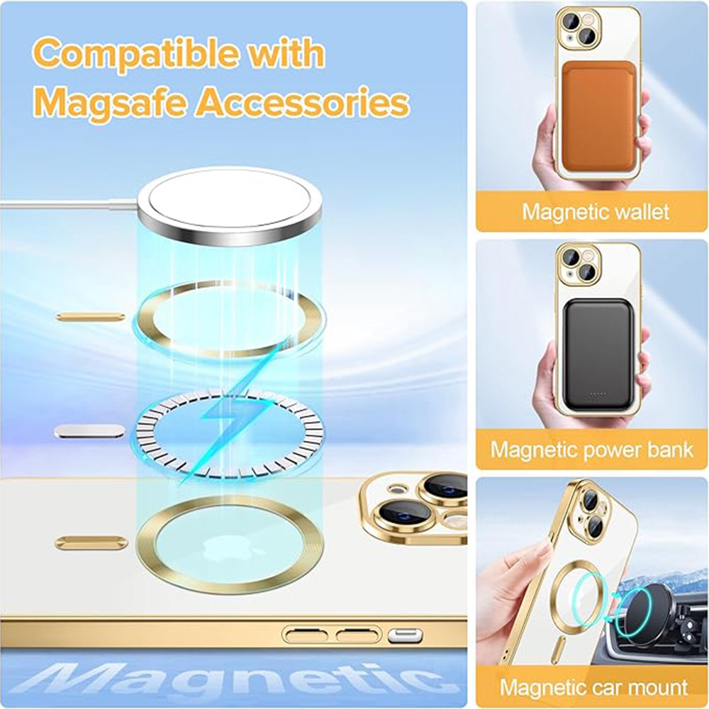 MagSafe-kuori Apple iPhone 14:lle, Techsuit, Luxury Crystal, Kultainen