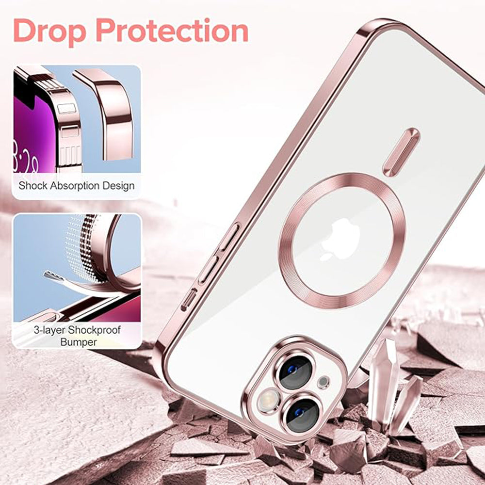 MagSafe-kuori Apple iPhone 14:lle, Techsuit, Luxury Crystal, Vaaleanpunainen