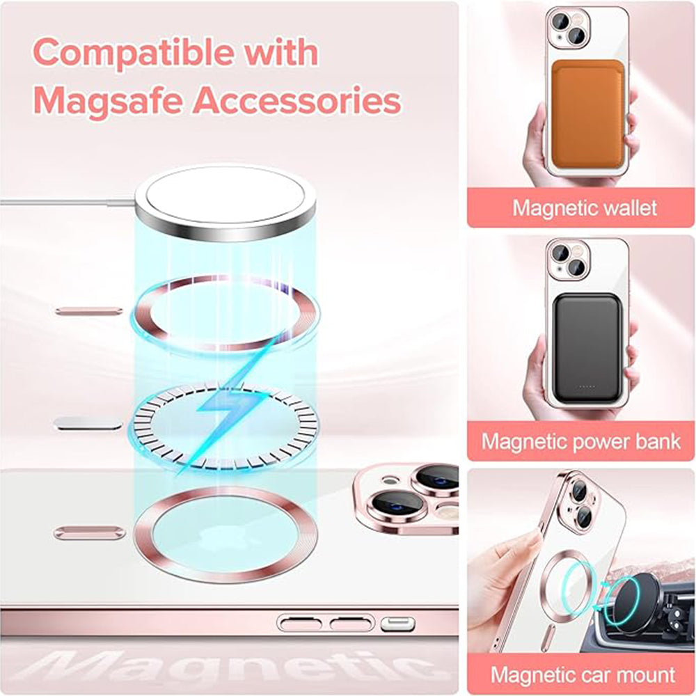 MagSafe-kuori Apple iPhone 14:lle, Techsuit, Luxury Crystal, Vaaleanpunainen