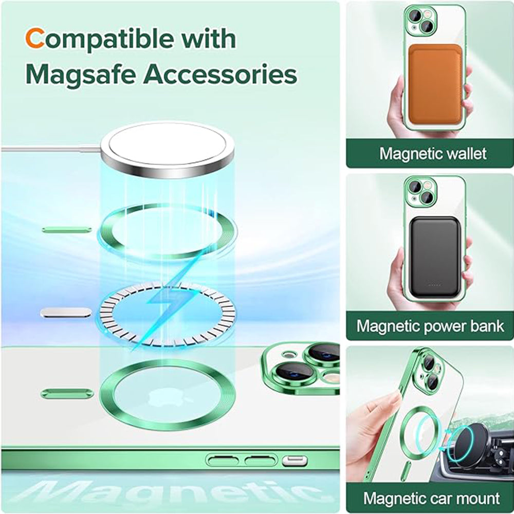 MagSafe-kuori Apple iPhone 14:lle, Techsuit, Luxury Crystal, Vaaleanvihreä