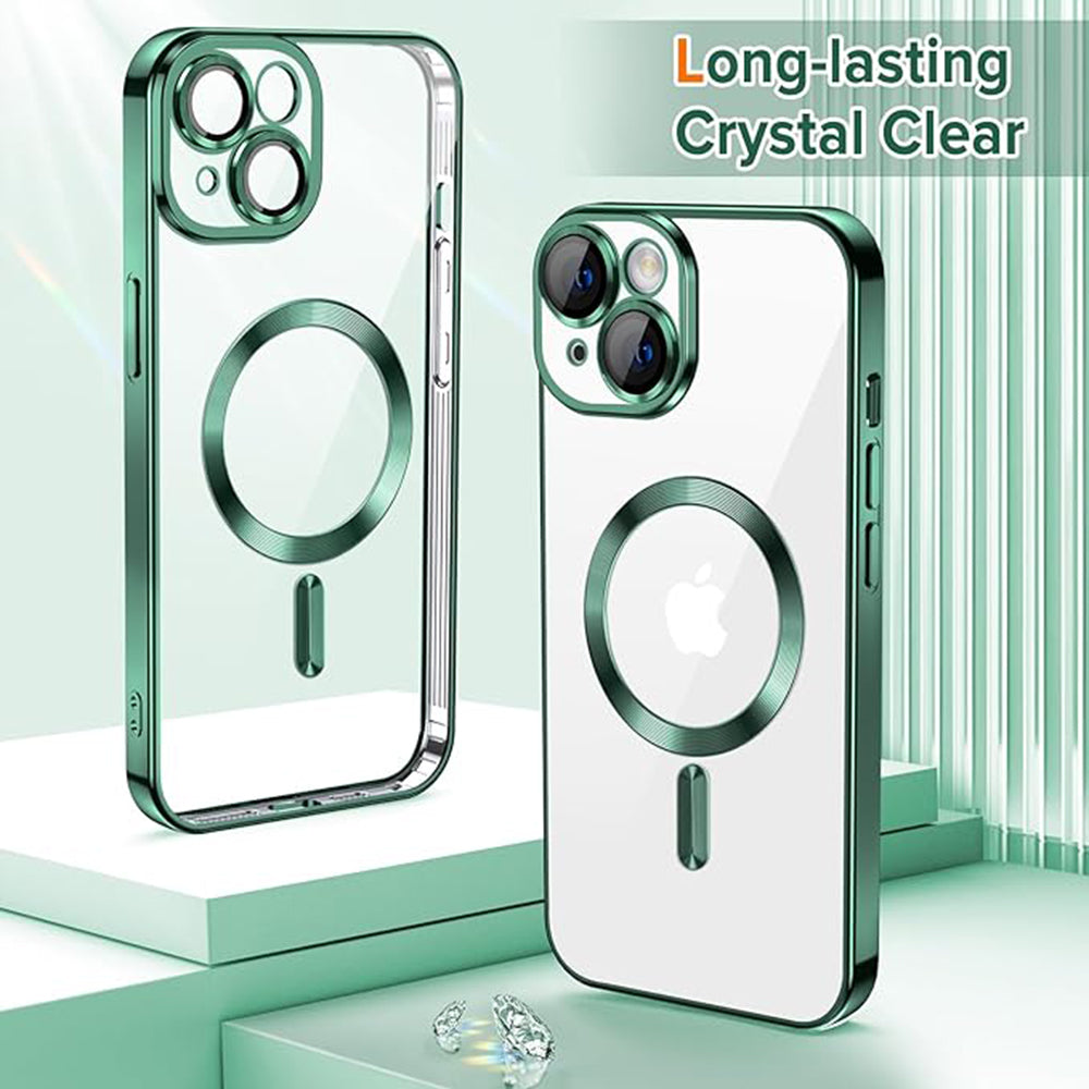 MagSafe-kuori Apple iPhone 14:lle, Techsuit, Luxury Crystal, Tummanvihreä