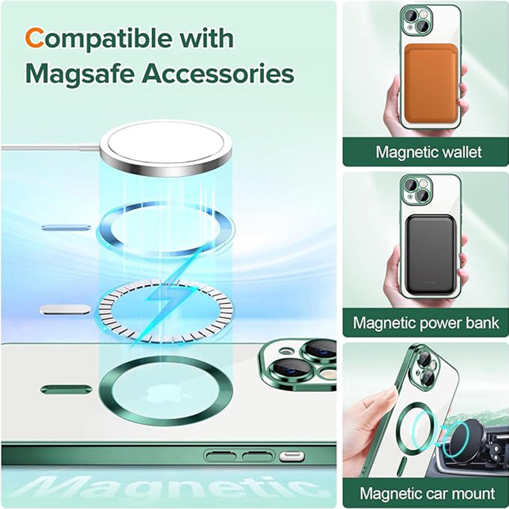 MagSafe-kuori Apple iPhone 14:lle, Techsuit, Luxury Crystal, Tummanvihreä