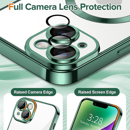 MagSafe-kuori Apple iPhone 14:lle, Techsuit, Luxury Crystal, Tummanvihreä