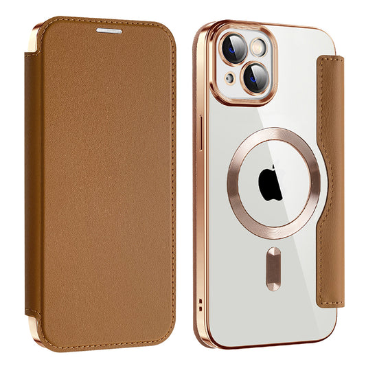 MagSafe-kuori Apple iPhone 14:lle, Techsuit, SmartMag Book, Ruskea