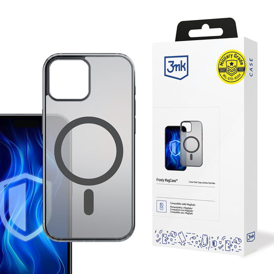 MagSafe-kuori Apple iPhone 15:lle, 3MK, Frosty MagCase, Musta satiini