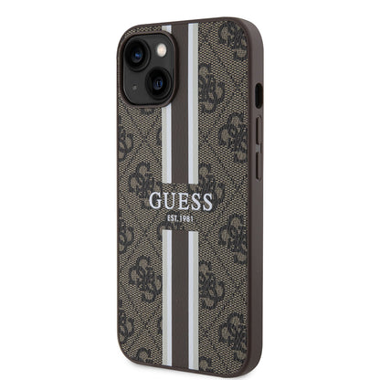 MagSafe-kotelo Apple iPhone 15:lle, Guess, 4G Printed Stripes, Ruskea