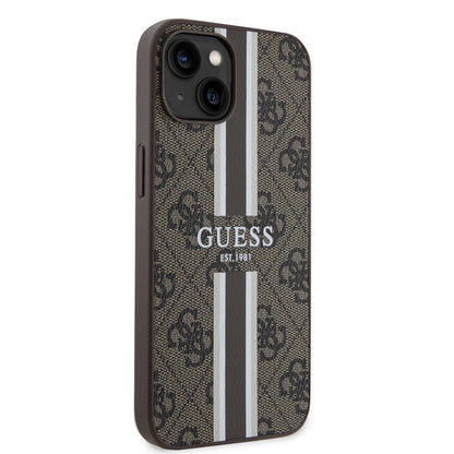 MagSafe-kotelo Apple iPhone 15:lle, Guess, 4G Printed Stripes, Ruskea